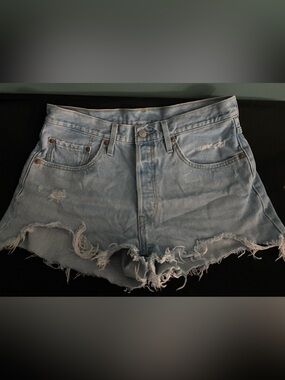 Levi's Light Wash Frayed Denim Cutoff Shorts